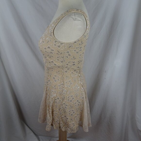 Lily Rose Lace with Metallic Light Beige Dress Size S - Picture 2 of 8